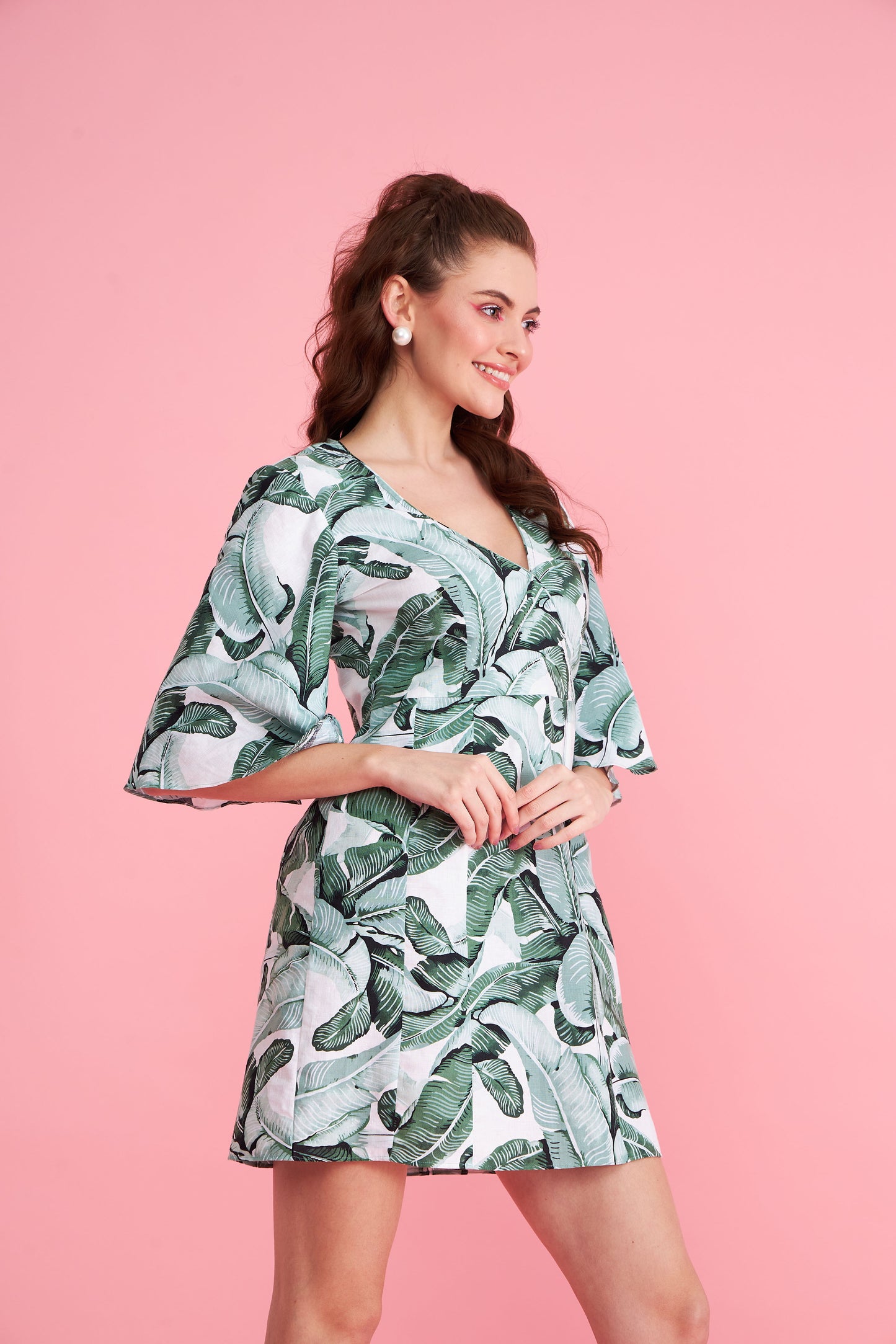 Leafy Linen Dress