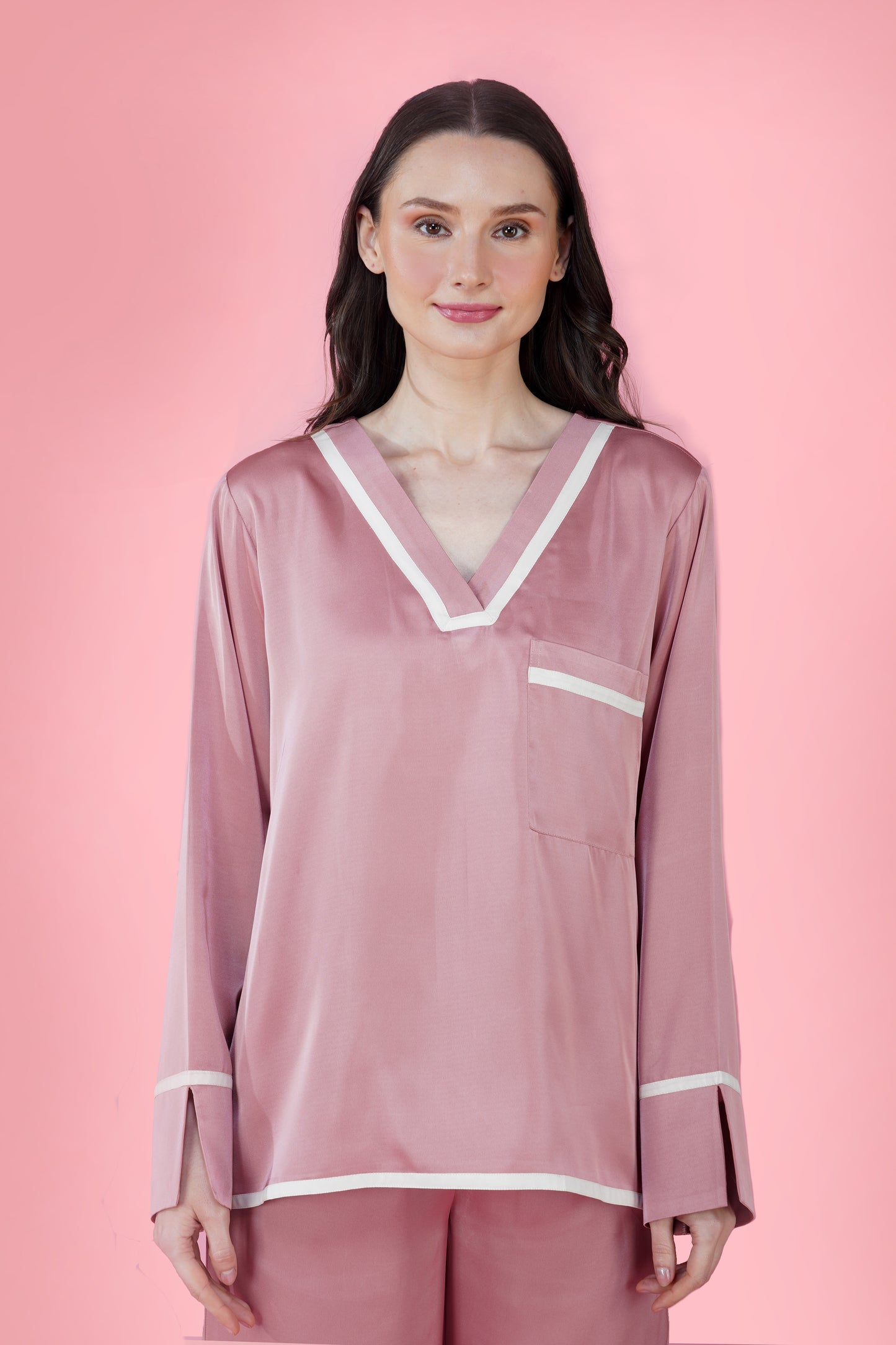 Deep Salmon Pink Sleep Wear