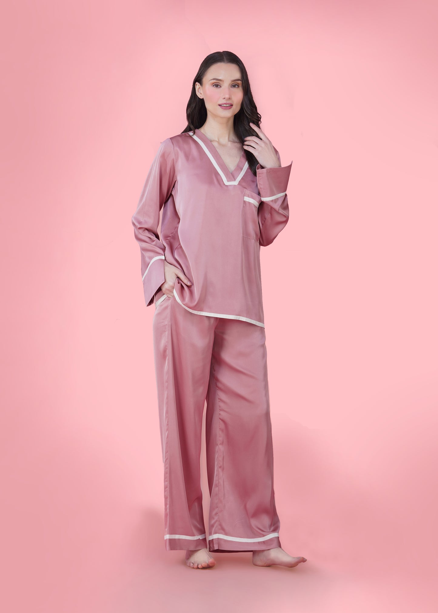 Deep Salmon Pink Sleep Wear