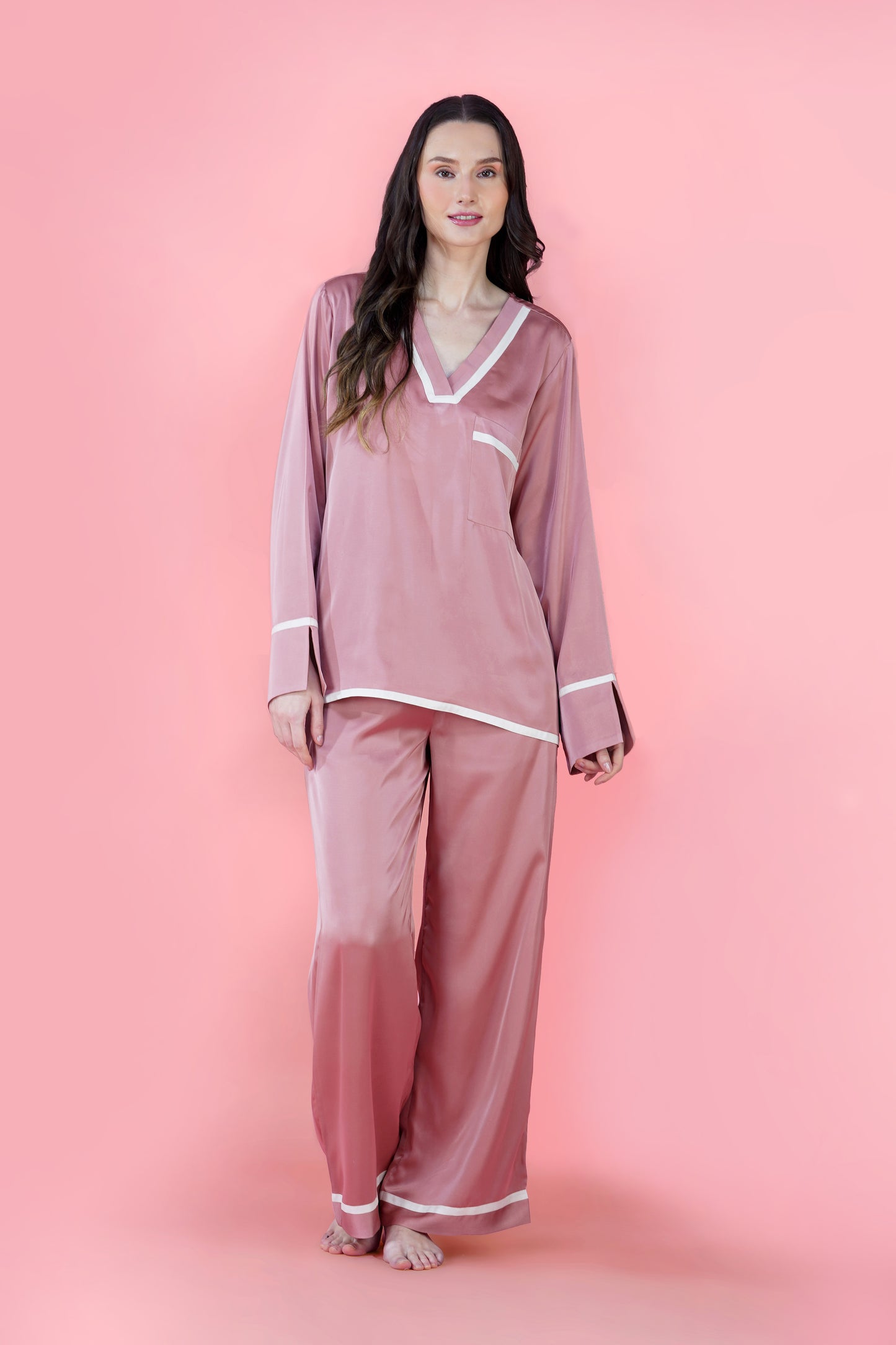 Deep Salmon Pink Sleep Wear