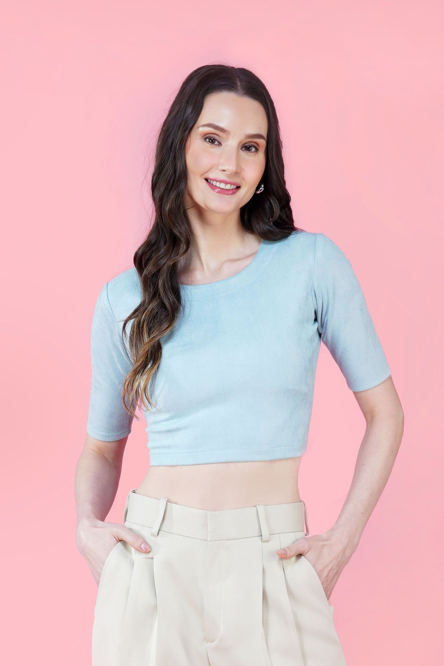 Powder Blue Sued Top